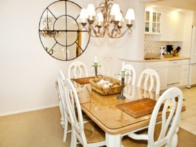 Dining area seats six